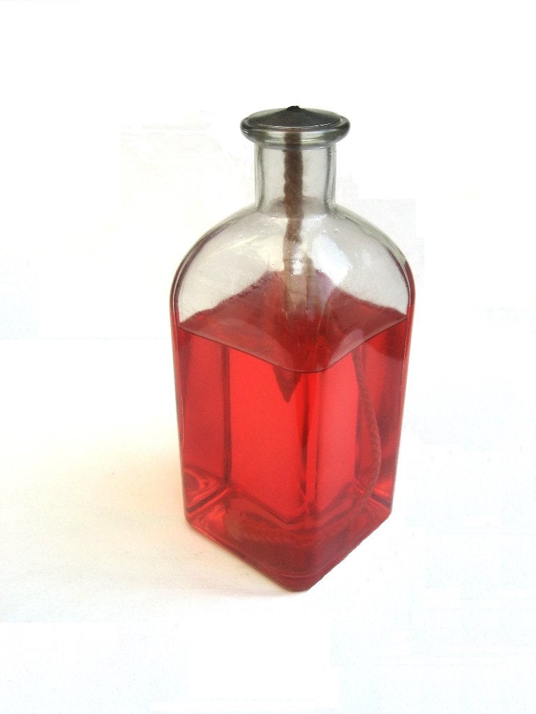 Olielamp vierkant glas, Ophalen, Zo goed als nieuw, Glas, 23 cm