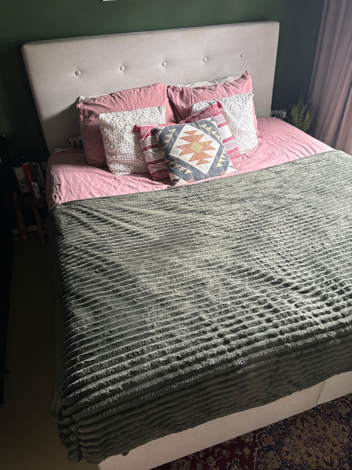 Boxspring IKEA incl hoofdbord - gratis afhalen 180 cm, Ophalen, Gebruikt, Beige, Tweepersoons
