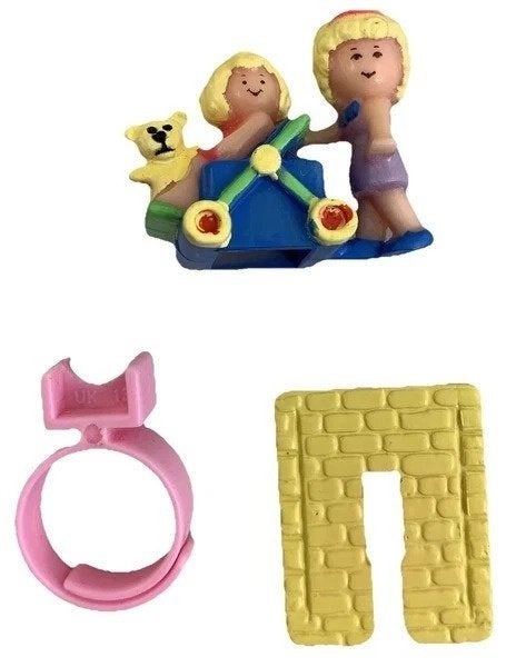 Polly Pocket Kinderwagen En Baby Ring Bluebird 1990 Compleet