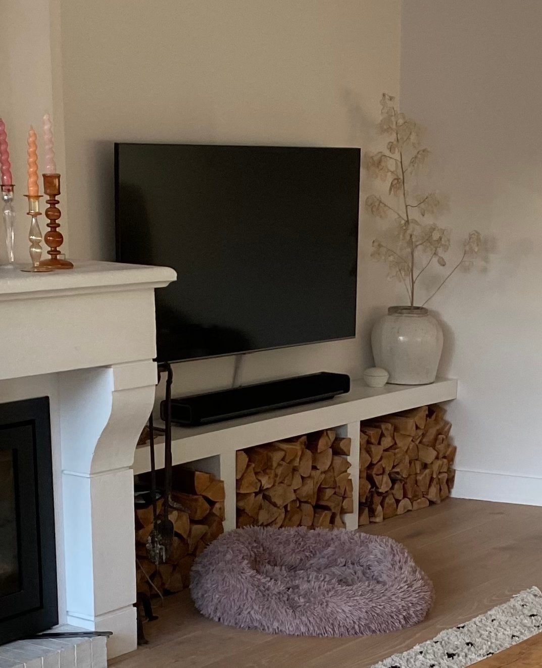 Multifunctioneel MDF TV meubel/opslag openhaard hout, Ophalen, Gebruikt, 200 cm of meer, Minder dan 100 cm