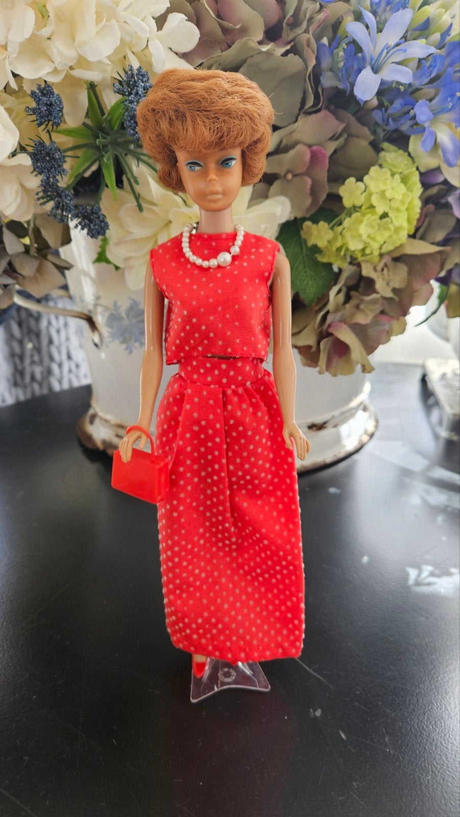 Oude Midge barbiepop met rood haar 1962, Verzamelen, Poppen, Ophalen of Verzenden, Zo goed als nieuw, Pop