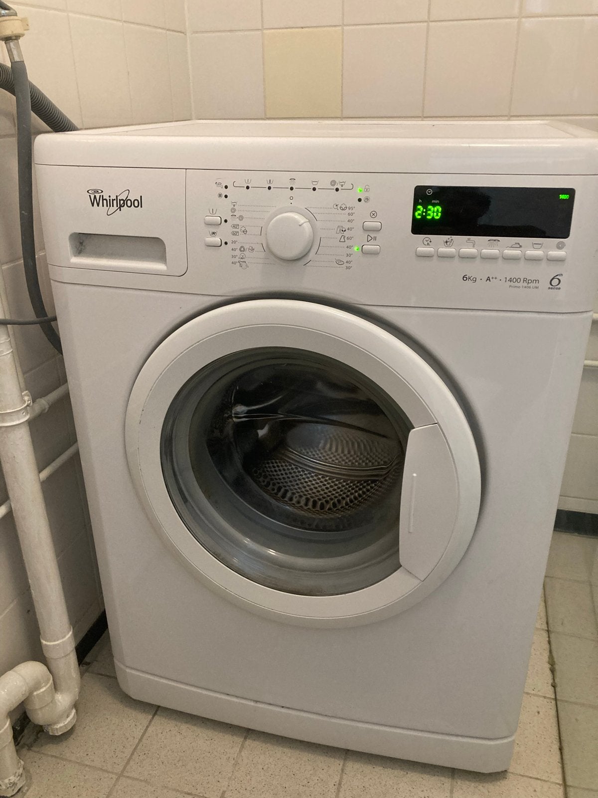 Whirlpool Wasmachine 6kg A++ 1400 toeren, Ophalen, Gebruikt, 85 tot 90 cm, 1200 tot 1600 toeren