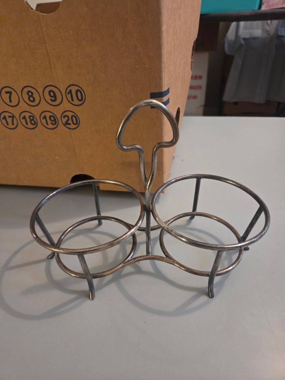 Vintage zilverkleurige flessenhouder, Ophalen of Verzenden