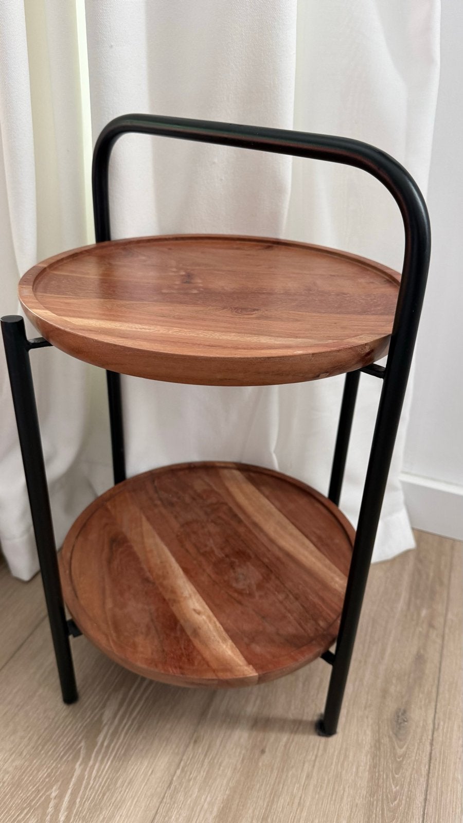 Serveertafel Monsoon 37cm Acacia Dienblad - Inklapbaar, Minder dan 55 cm, Rond, Nieuw, Hout