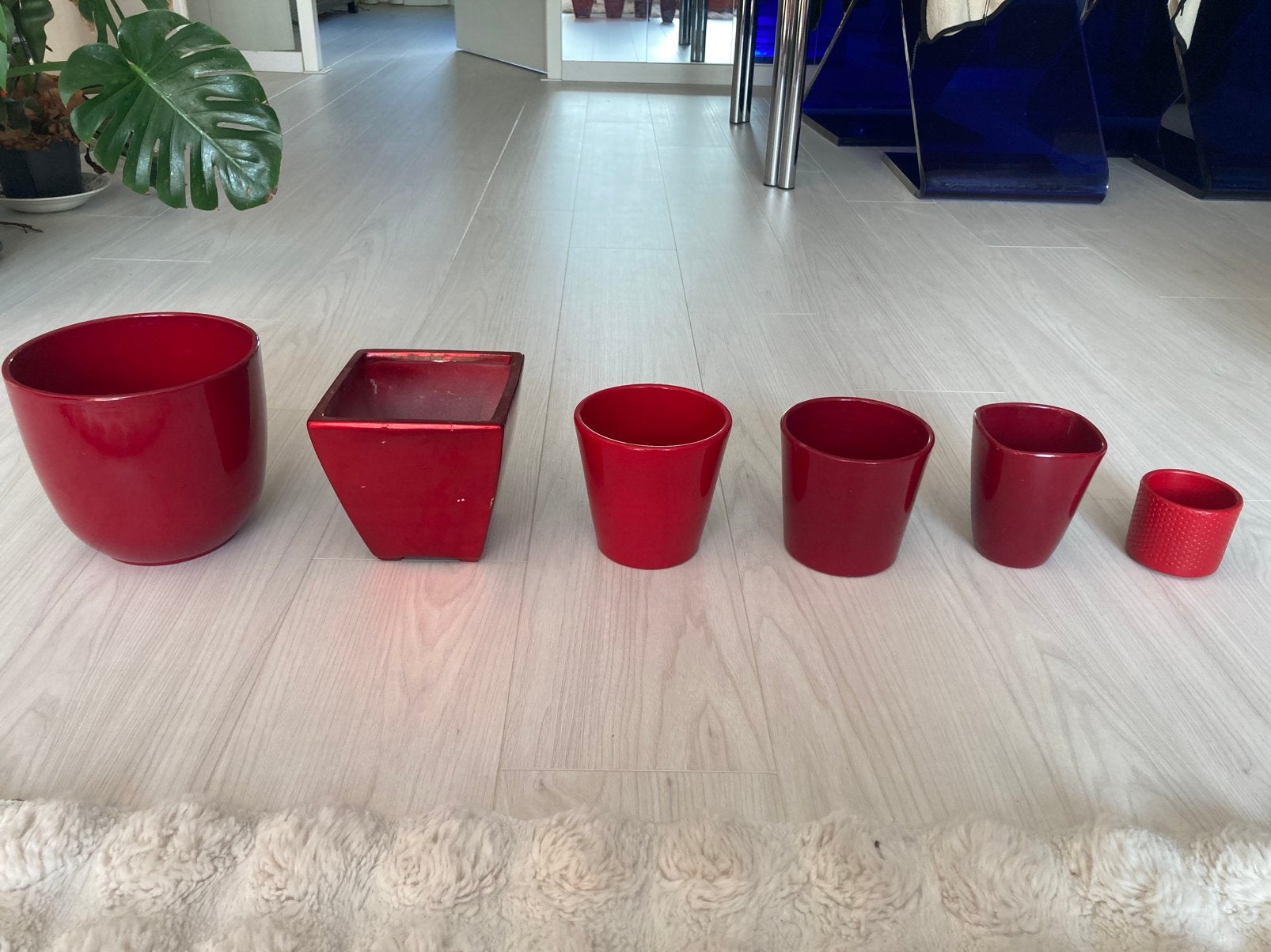 6 rode potten, Tuin en Terras, Ophalen, Gebruikt, Rond, Aardewerk