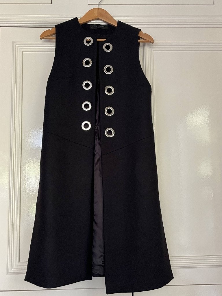 lang gilet ZARA van wol zwart met splitten en eyelets maat M, Ophalen of Verzenden, Nieuw, Maat 38/40 (M), Zwart