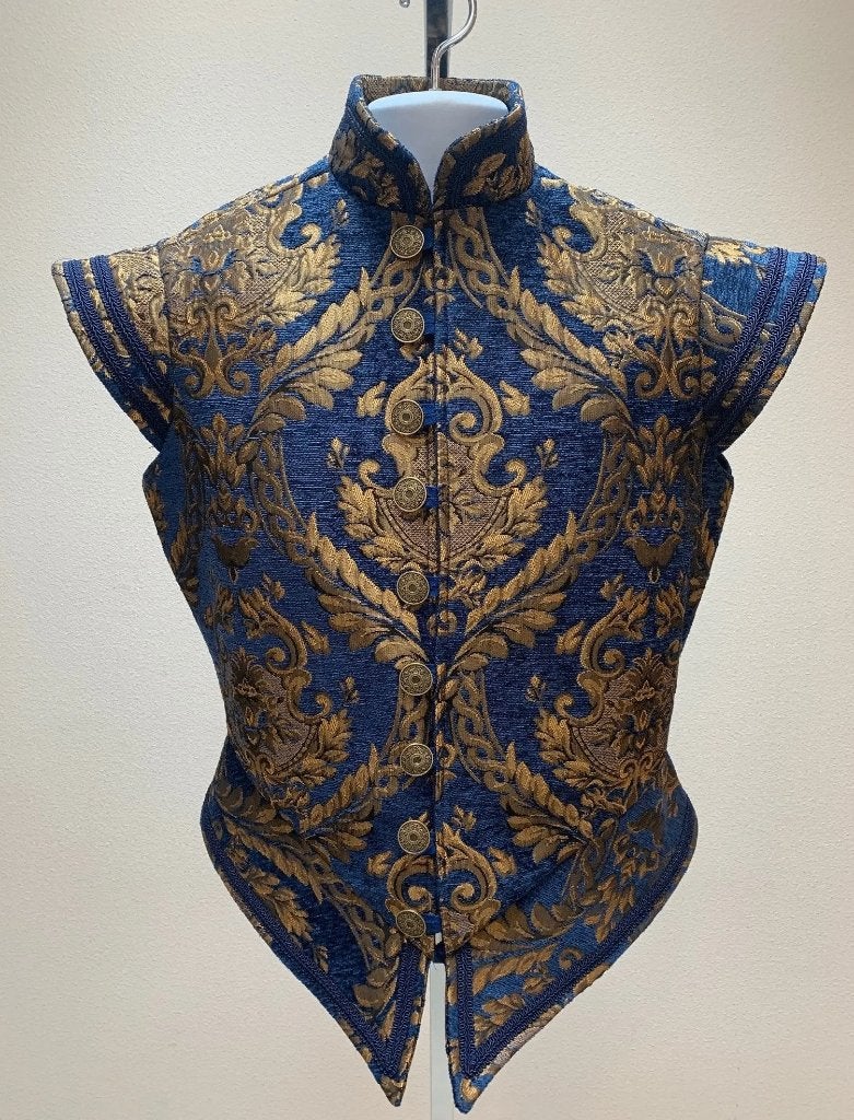 Blauw heren renaissance vest middeleeuws victoriaans piraten, Verzenden, Nieuw, Bovenkleding