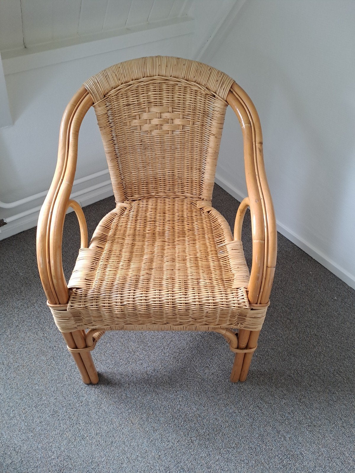 Rieten stoel, Huis en Inrichting, Stoelen, Ophalen, Gebruikt, Bruin, Riet of Rotan