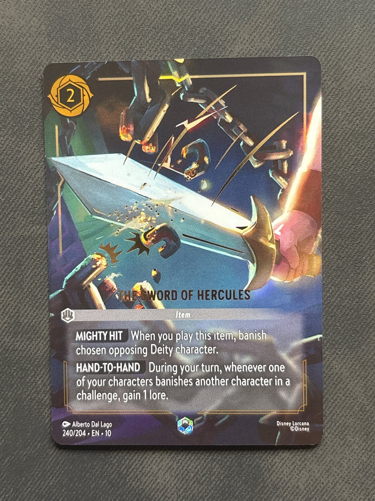 Disney Lorcana The Sword of Hercules 240/204 Item, Ophalen of Verzenden, Zo goed als nieuw, Losse kaart