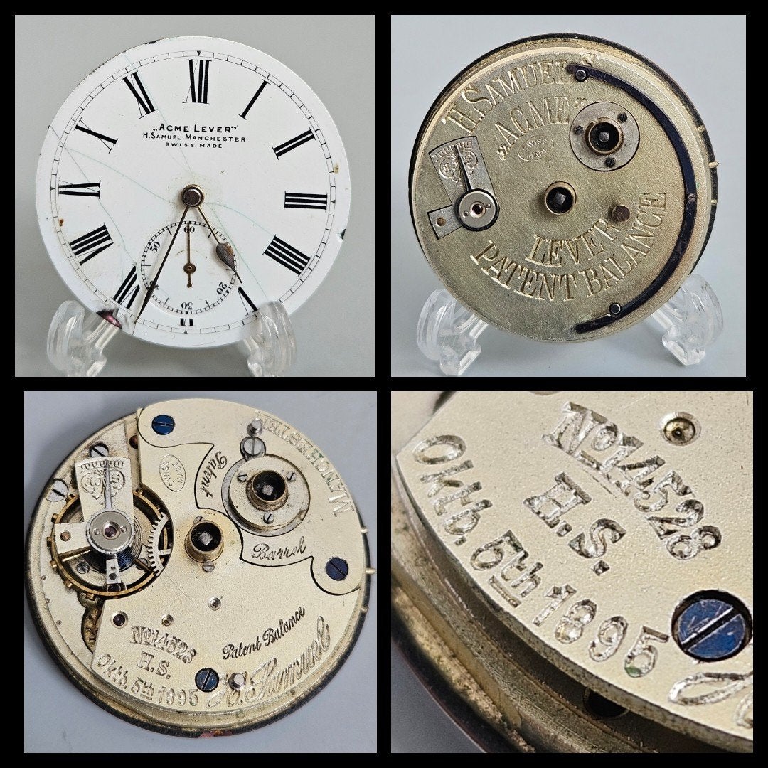Antiek zakhorloge uurwerk,  H Samuel Manchester,  1895, Antiek en Kunst, Antiek | Klokken, Ophalen of Verzenden