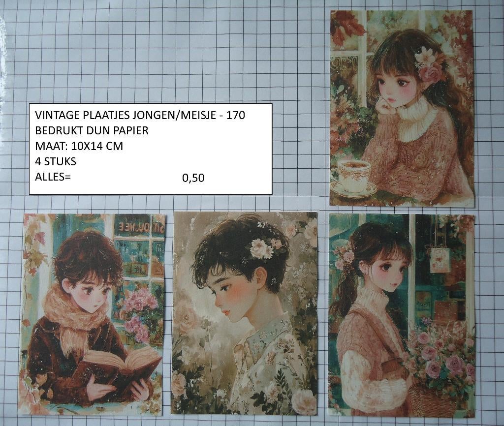 vintage plaatjes jongen/meisje 170 ( alleen verzenden, Ophalen, Nieuw, Kind, Knipvel