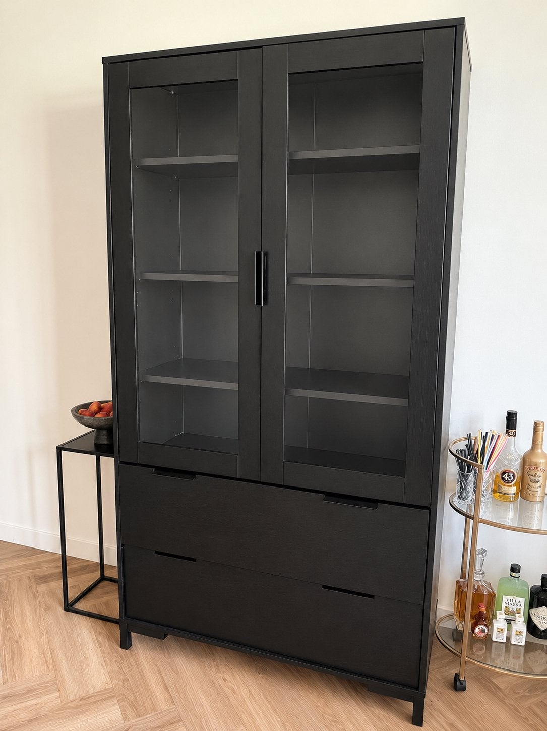Zwarte buffetkast Kelli, Ophalen, Gebruikt, 100 tot 150 cm, Met lade(s)