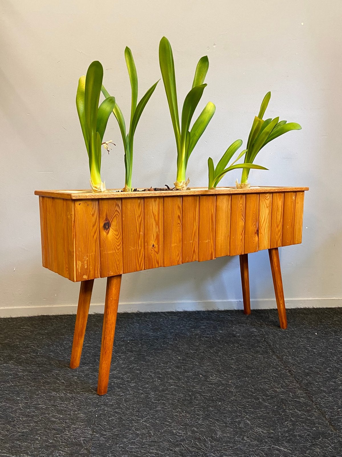 Midcentury plantenbak retro vintage bloembak hout jaren 70, Ophalen, Binnen, Zo goed als nieuw, Nvt