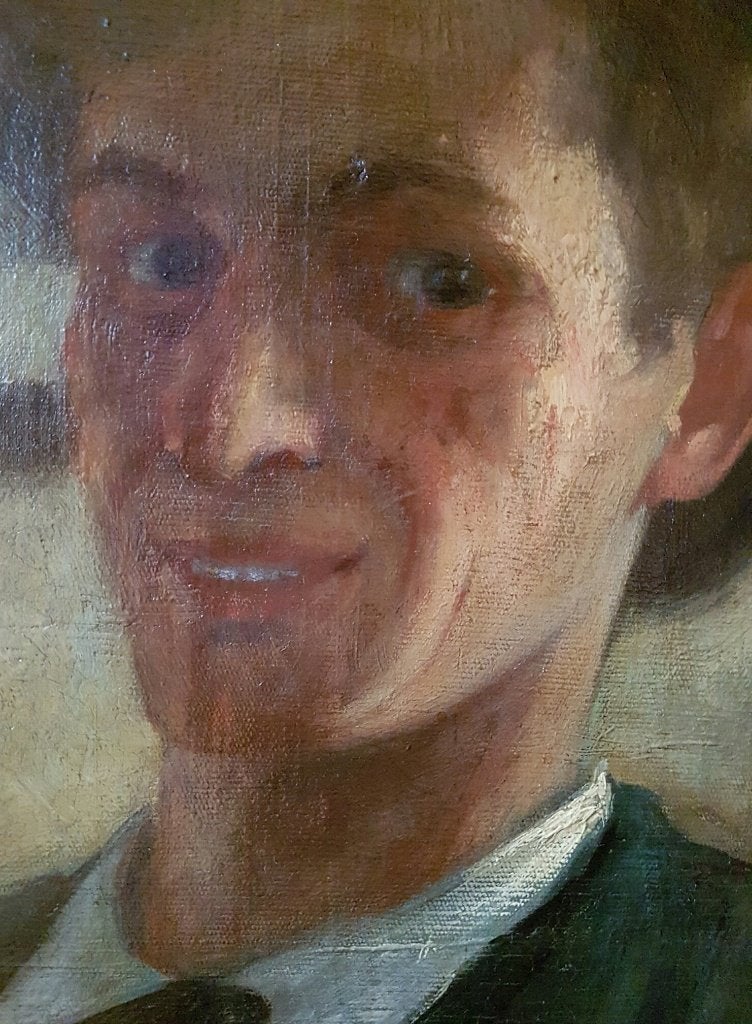 The laughing student (1895), Ophalen of Verzenden, Klassiek, Olieverf, Doek