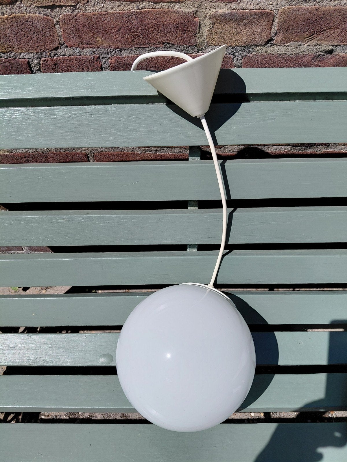 Witte Bol Hanglamp - Melkglas, Ophalen of Verzenden, Gebruikt, Kunststof, E27 (groot)