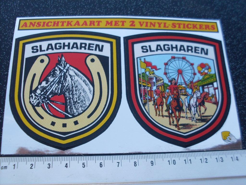 2x folie sticker ponypark slagharen logo 1986, Verzenden, Zo goed als nieuw, Bedrijf of Vereniging