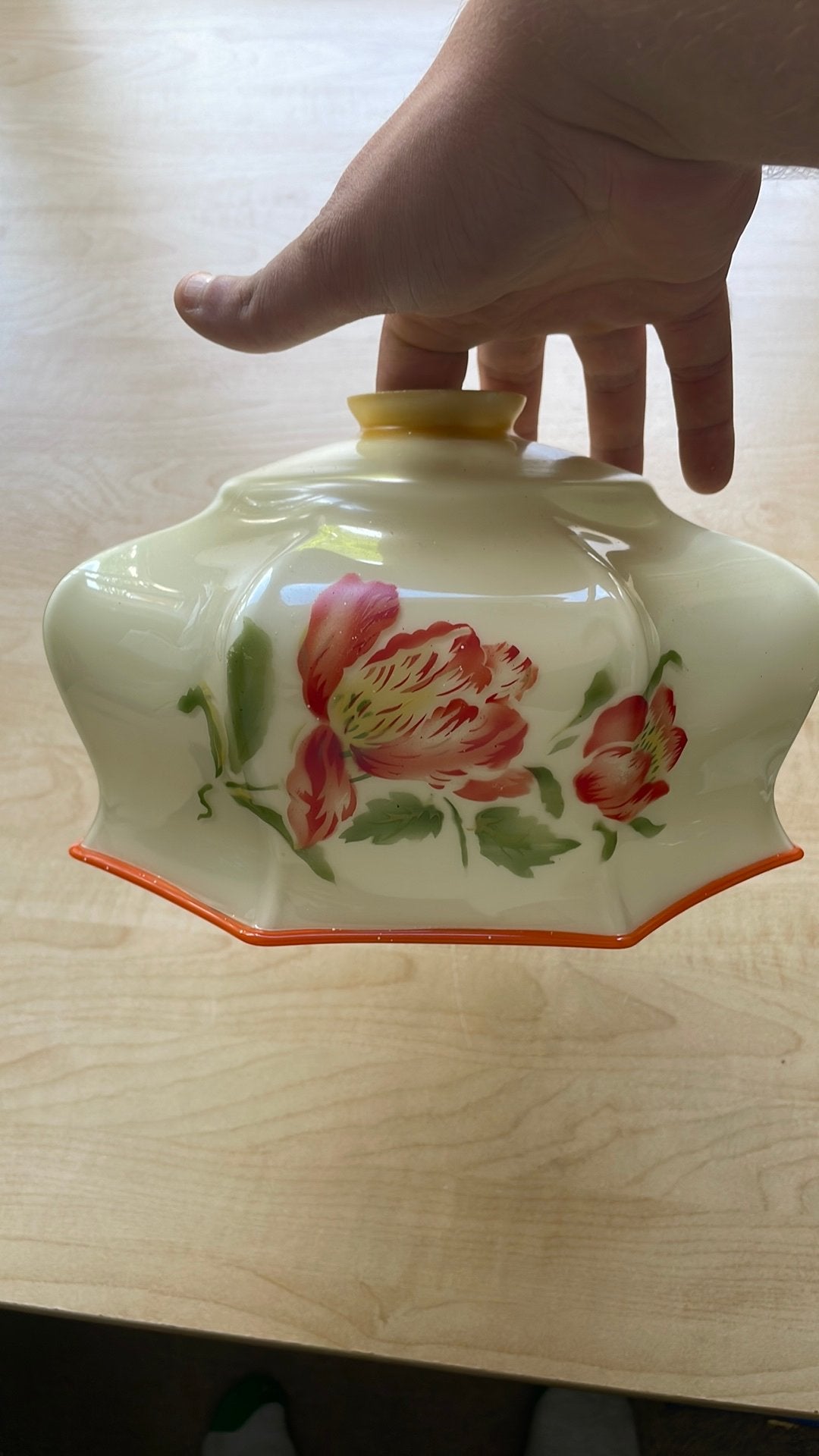 octagonale) lampenkap van melk-/opalineglas,, Ophalen