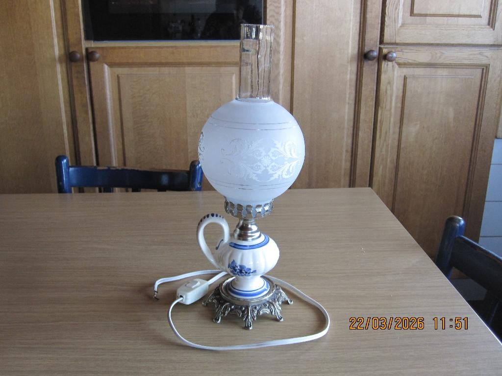 Keramische tafellamp, Ophalen of Verzenden, Zo goed als nieuw, Glas, Minder dan 50 cm