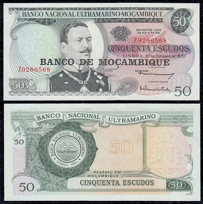 Mozambique 1961..1972, 4 opvolgende bankbiljetten (UNC), Verzenden, Overige landen, Setje