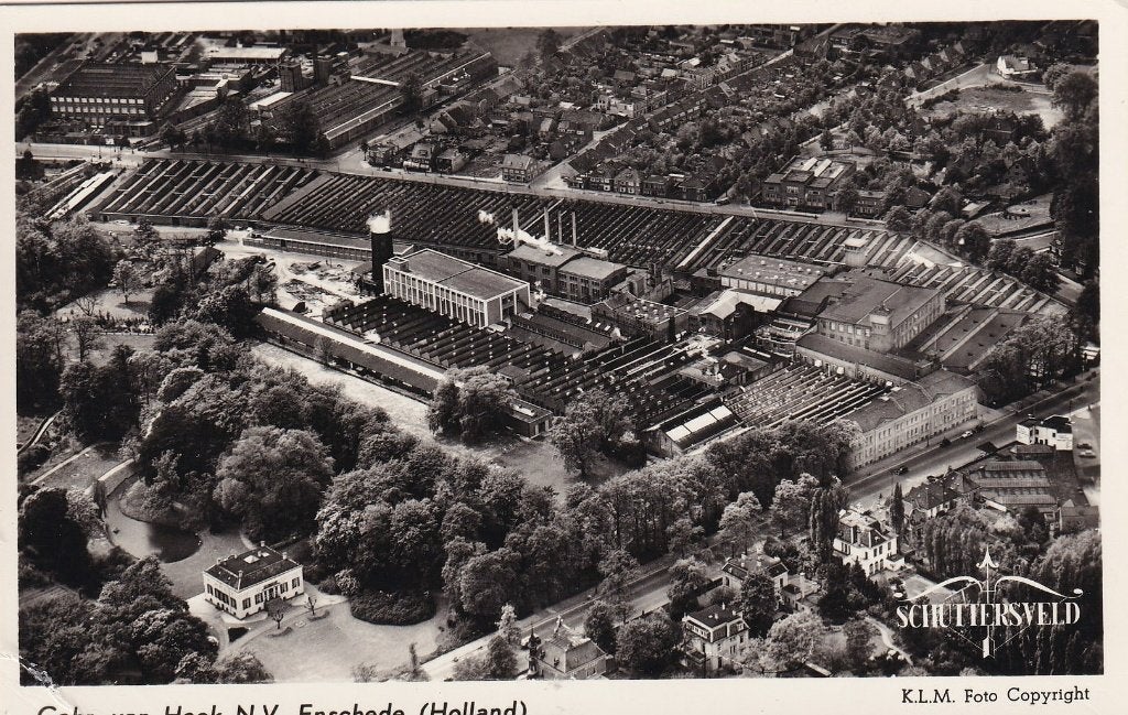 Enschede, Luchtfoto, van Heek., Verzamelen, Verzenden, 1940 tot 1960, Ongelopen, Overijssel