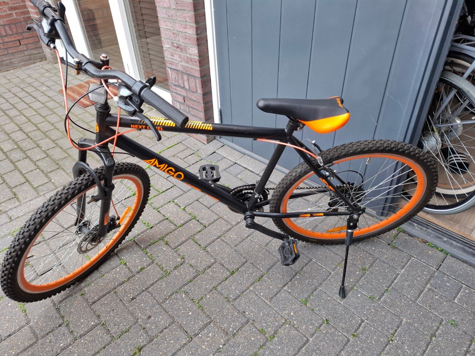 Amigo Next Level Mountainbike - Zwart/Oranje, Versnellingen, Minder dan 49 cm, Zo goed als nieuw, Schijfrem