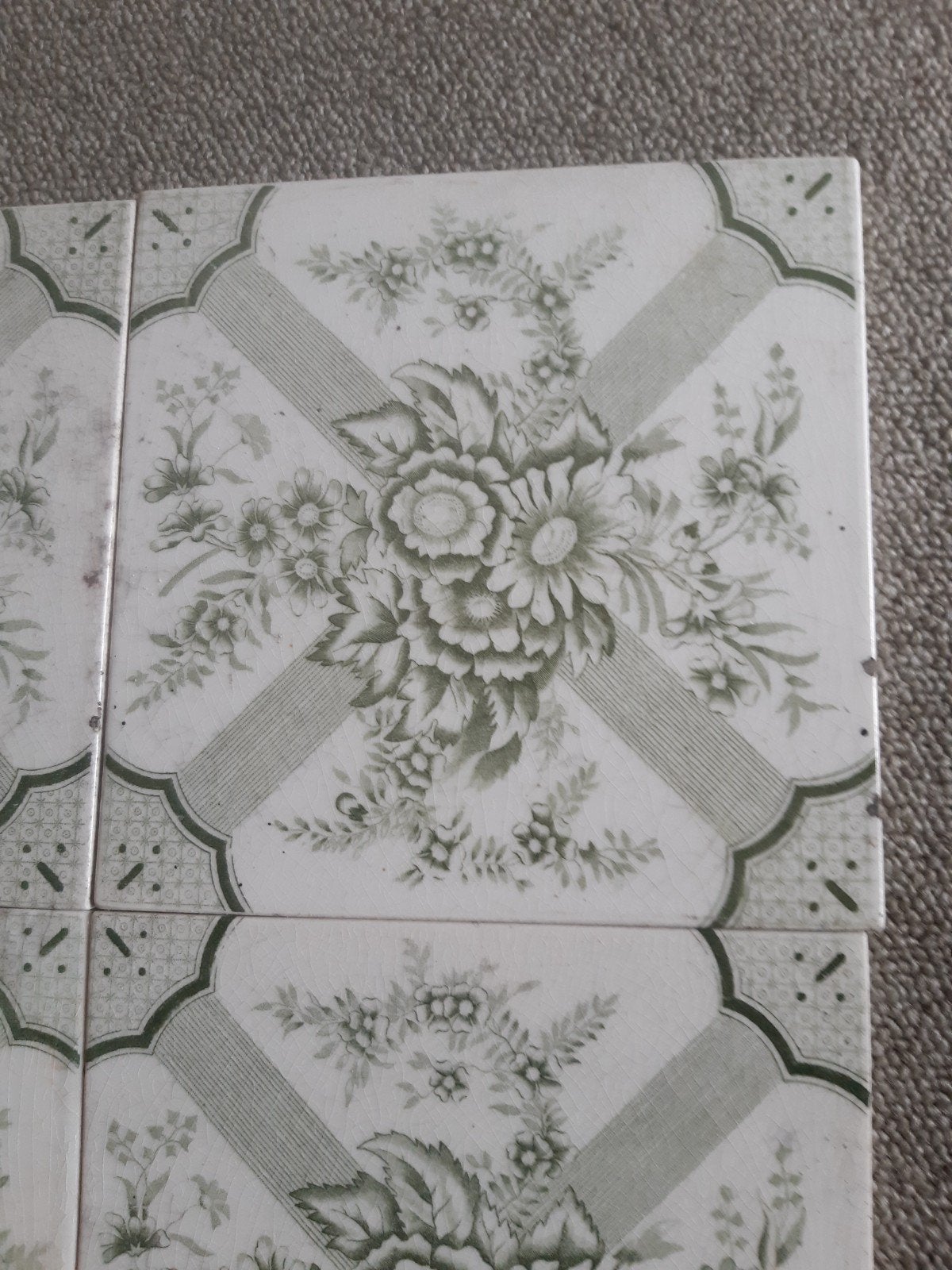 4 antieke tegels Art Nouveau  ( vierpas ), Ophalen of Verzenden