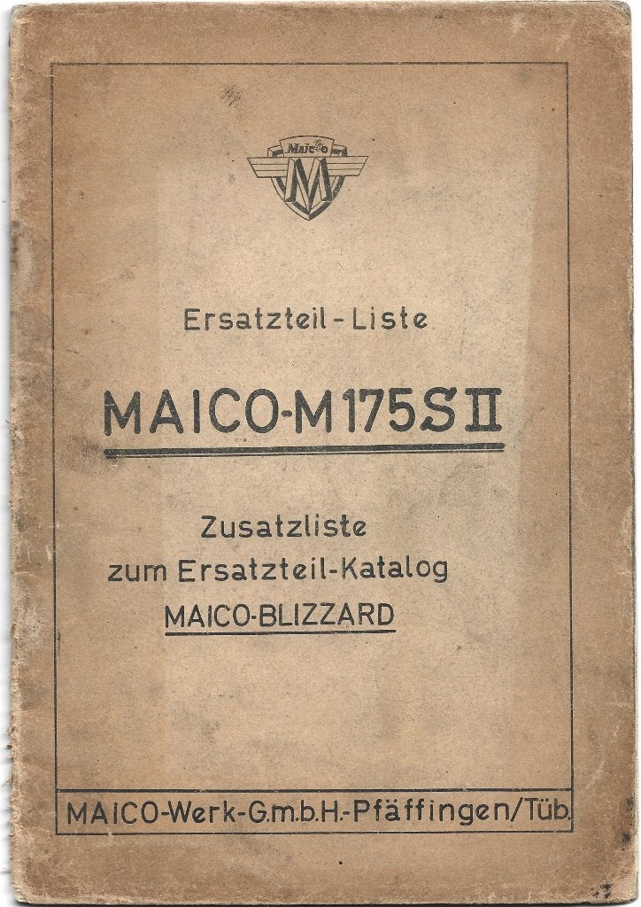 Maico 175 S II Zusatzliste onderdelenlijst (7203mz) motor, Verzenden, Overige merken