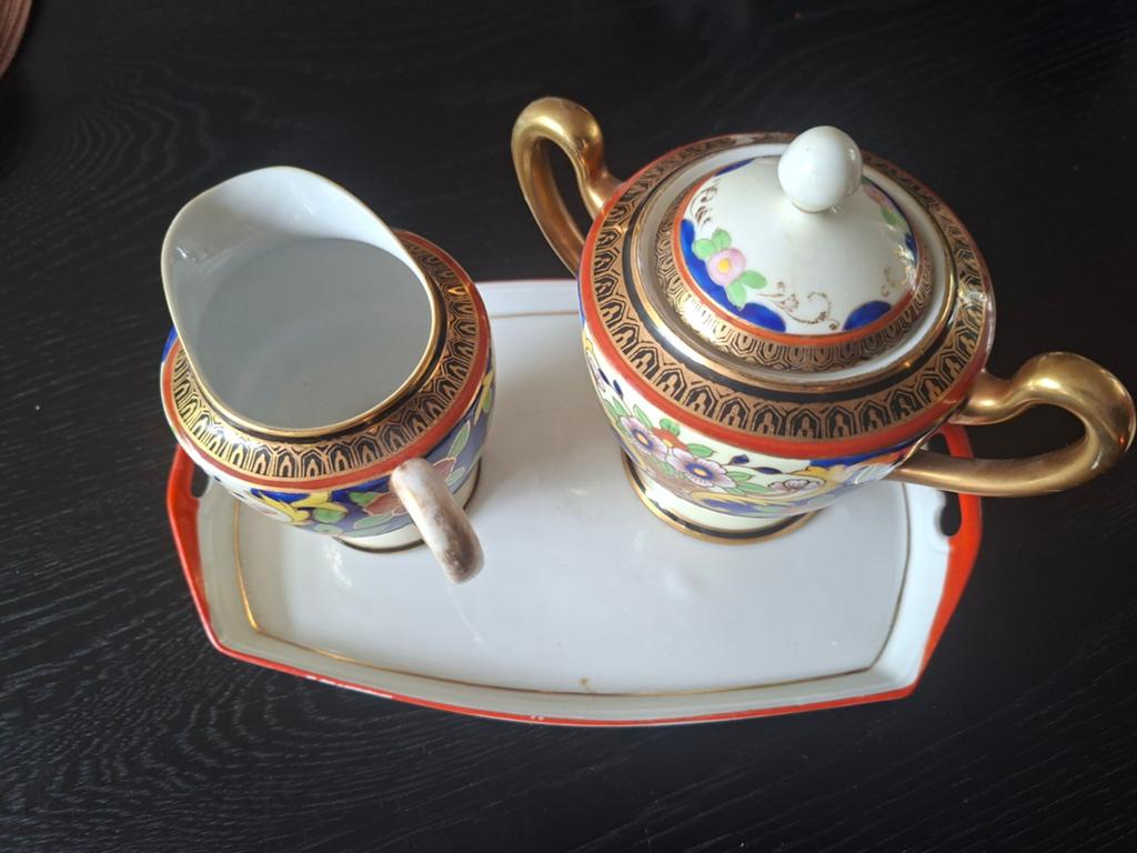 Vintage Japans Melk- en Suikerstel op Dienblad, Antiek en Kunst, Antiek | Servies compleet, Ophalen of Verzenden