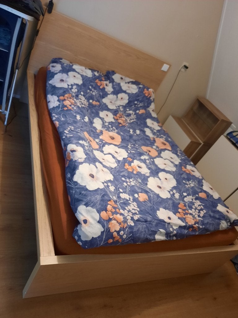 IKEA Malm bed tweepersoons 140x200 cm, Ophalen, Gebruikt, Bruin, Tweepersoons