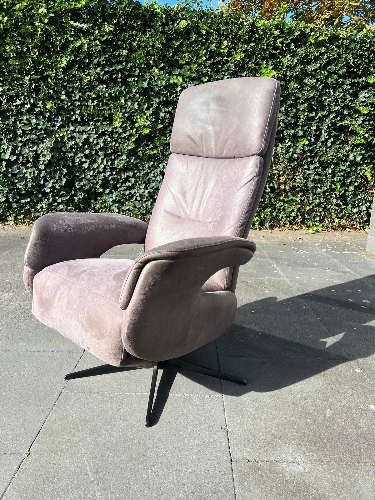 Elektrische relaxfauteuil InHouse, leer grijs/taupe