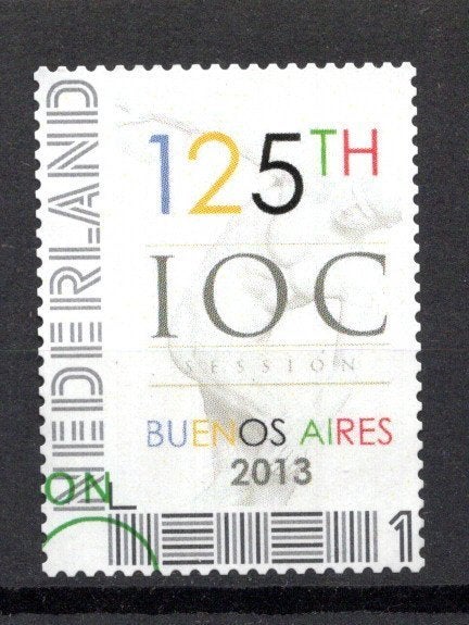 gestempelde zegel. Persoonlijke: 125 jaar IOC, Postzegels en Munten, Postzegels | Nederland, Ophalen of Verzenden, Na 1940, Gestempeld