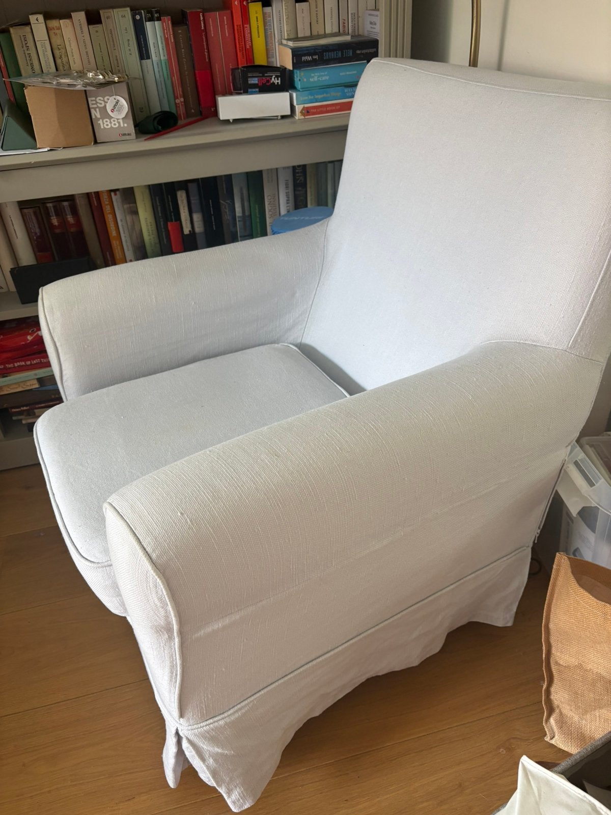 Ikea Jennylund fauteuil met 100% linnen hoes, Huis en Inrichting, Fauteuils, Ophalen, Zo goed als nieuw, 75 tot 100 cm, 50 tot 75 cm