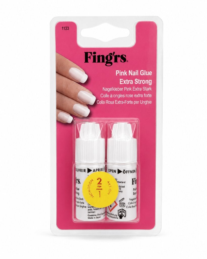 Fing’rs Pink Nail Glue Extra Strong – 2 x 3 gram, Overige kleuren, ., Nieuw, Ophalen of Verzenden
