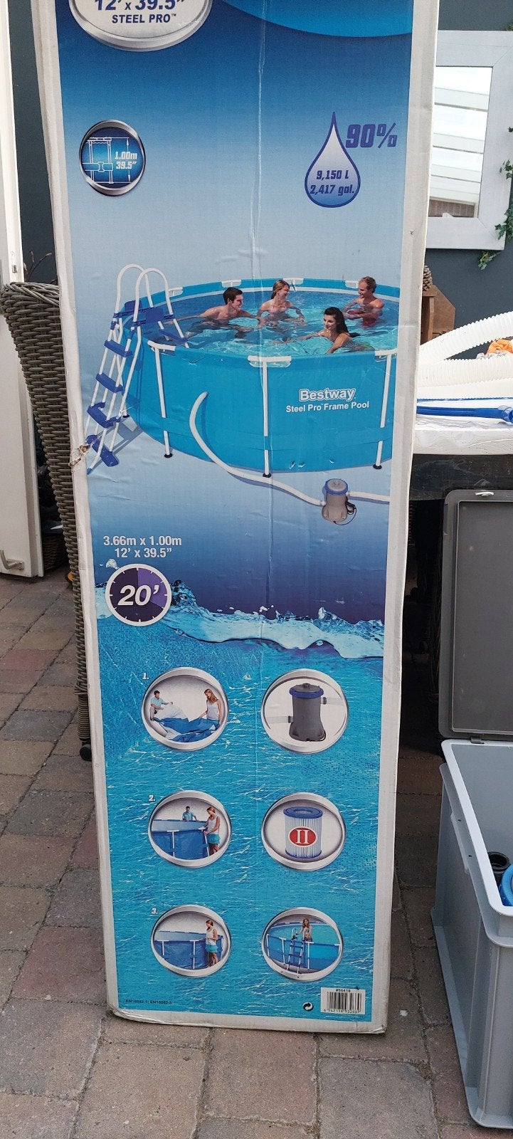 Groot zwembad. Bestway 3.66 x 1.00 meter zgan, Tuin en Terras, Ophalen, 80 tot 120 cm, Rond, 300 cm of meer