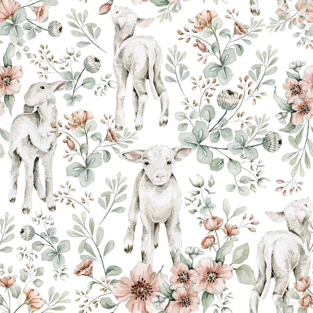 Kinderbehang Kleine Lammetjes Lente Bloemen Dekornik, Polskiego Czerwonego Krzyża 21/22, 41-260 Sławków, DEKORNIK LIMITED LIABILITY COMPANY