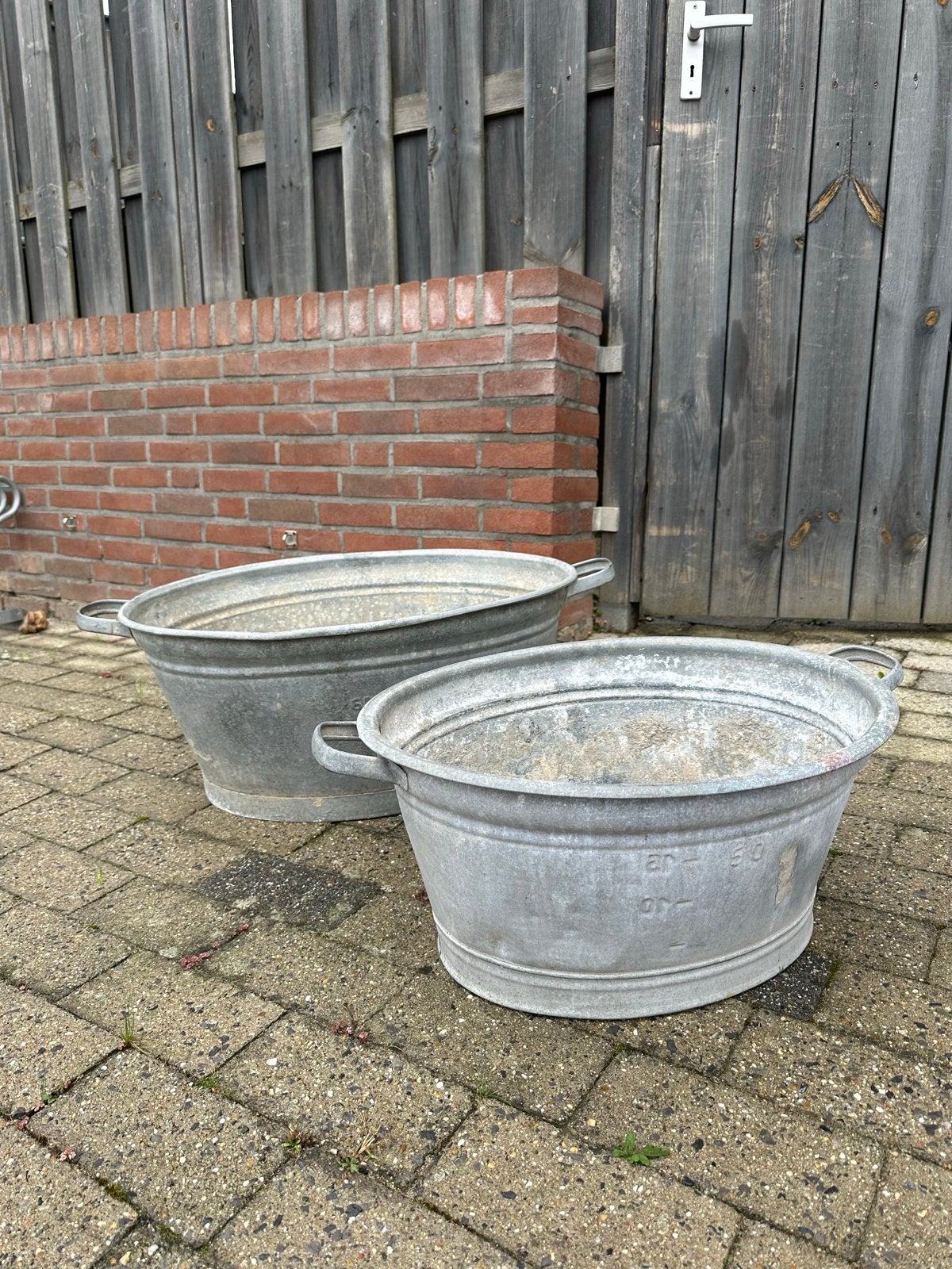 Set van 2 Vintage Zinken Kuipen - Decoratief & Functioneel, Ophalen