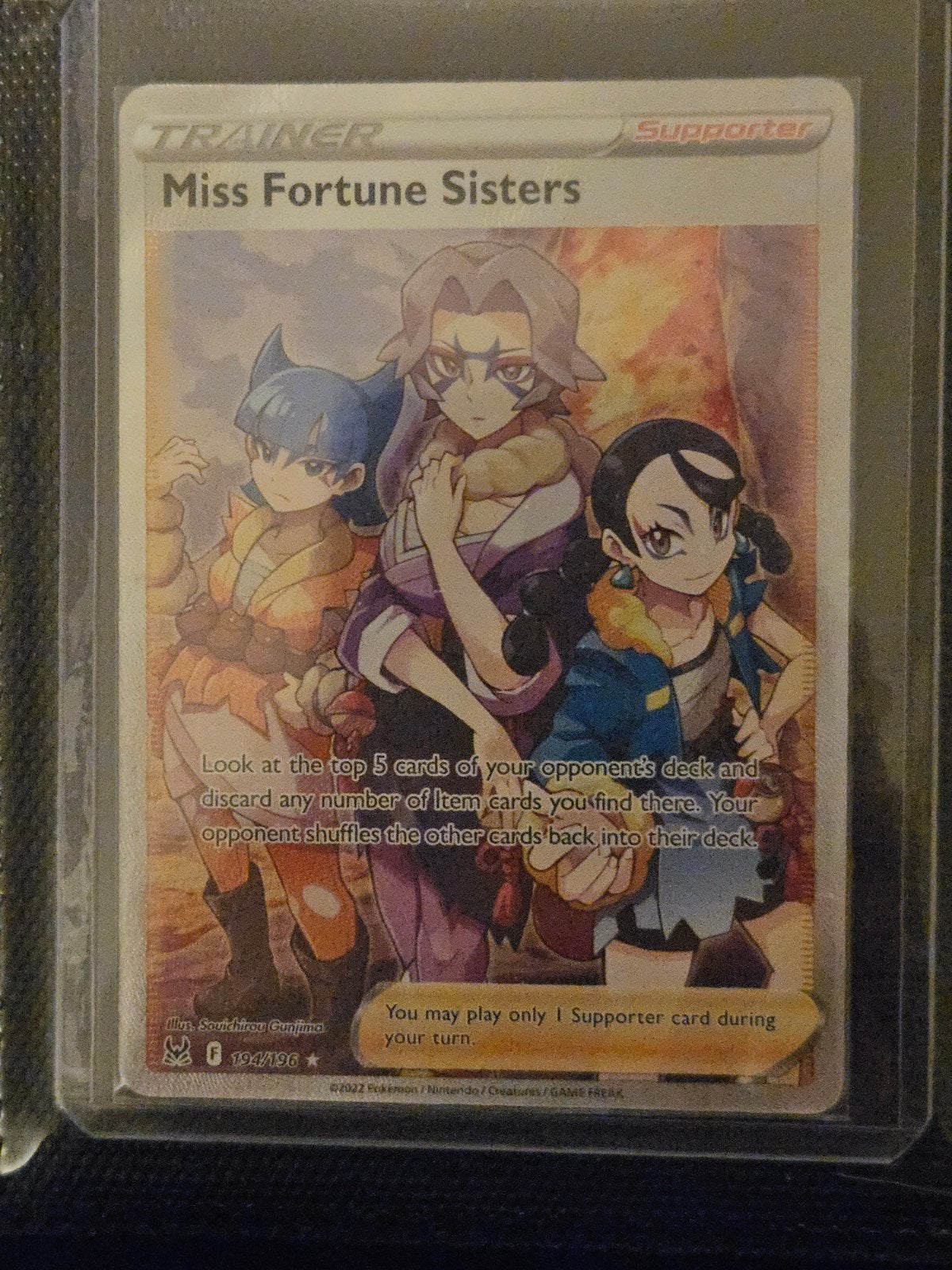 Pokemon Miss Fortune Sisters 194/196 Lost Origin, Ophalen of Verzenden, Zo goed als nieuw, Losse kaart, Foil