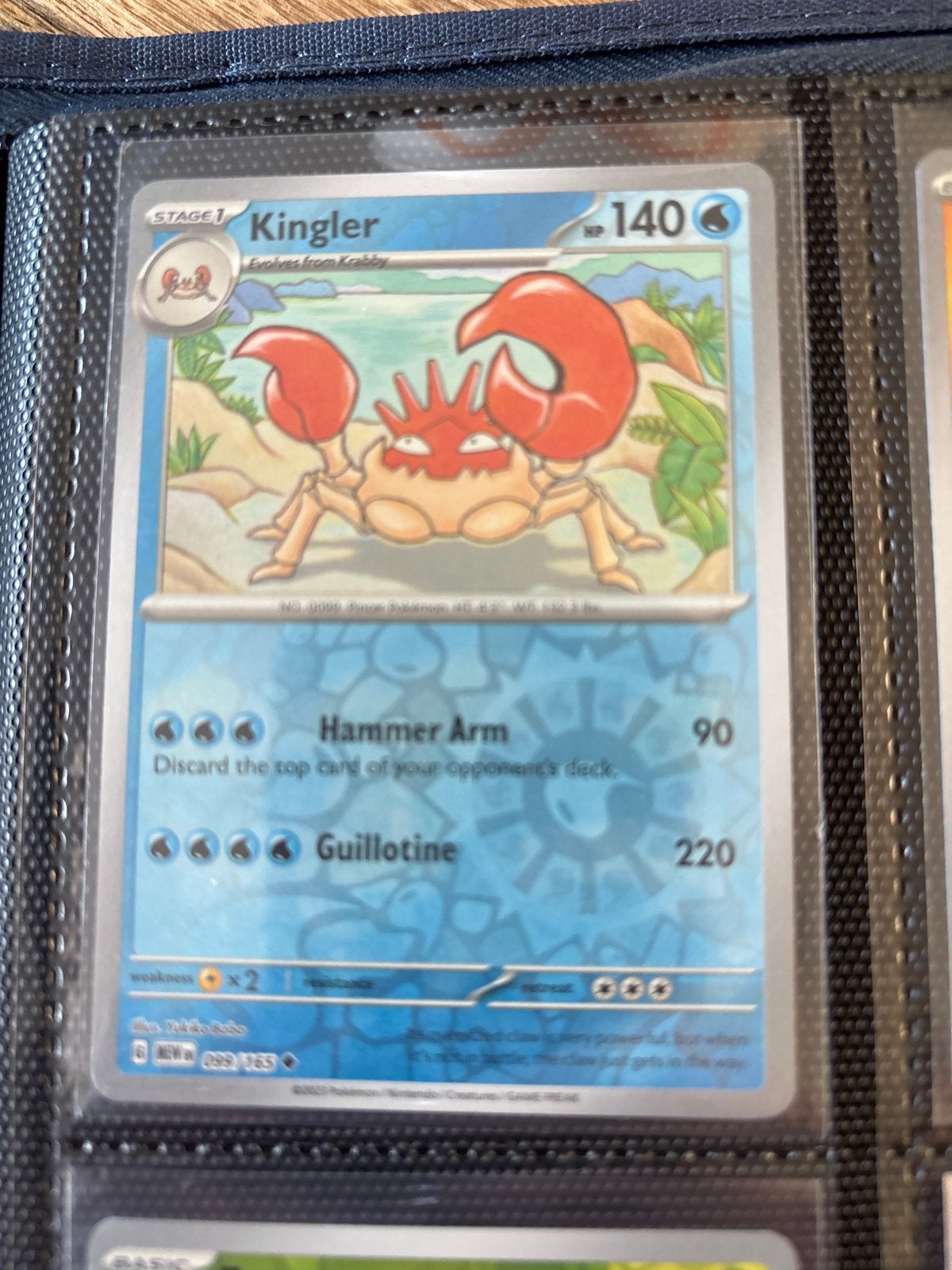 Kingler Pokémon Kaart - 151 reverse holo mew, Ophalen of Verzenden, Zo goed als nieuw, Losse kaart