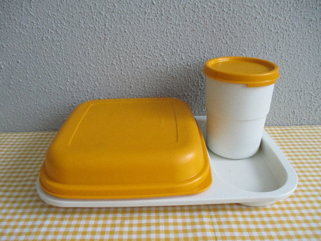 Vintage Tupperware Broodtrommel en Beker Retro Lunchbox, Ophalen of Verzenden, Huis en Inrichting
