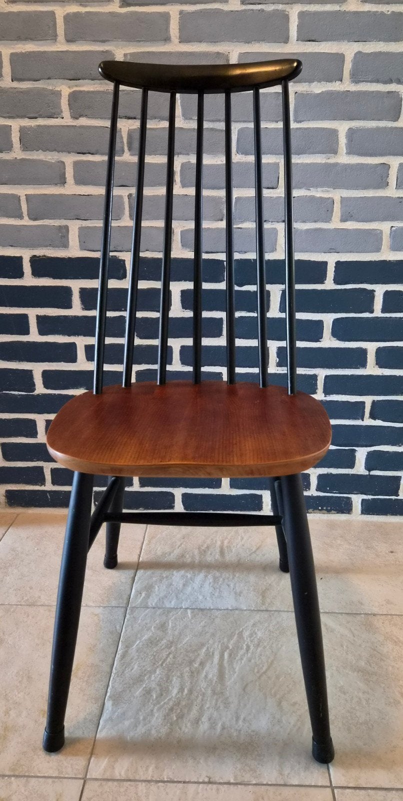 Retro Vintage spijlenstoel, Ophalen, Gebruikt, Bruin, Eén