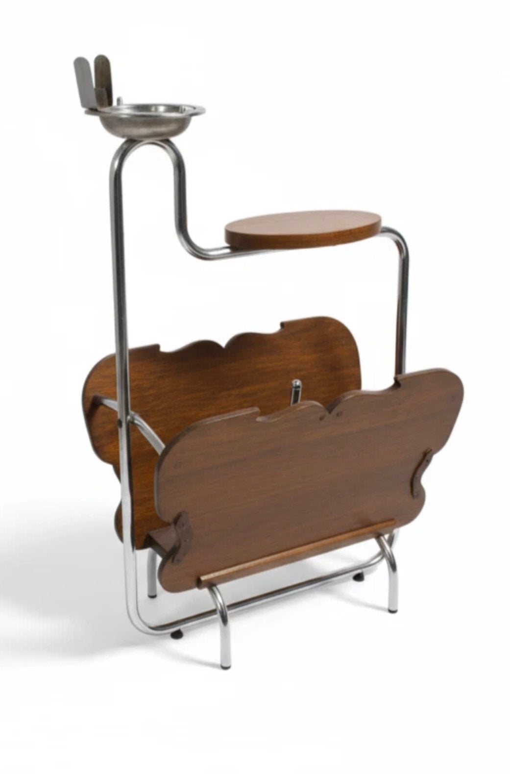 Vintage rooktafeltje met krantenbak en asbak, jaren 50, Antiek en Kunst, Ophalen