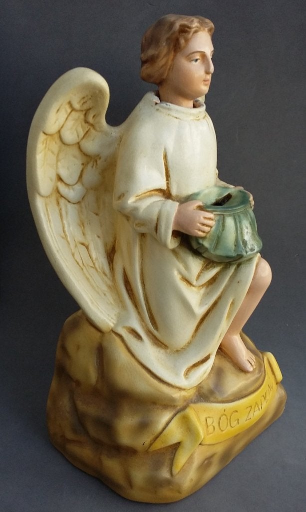 Omstreeks 1900 GROTE Knikengel Collecte Engel Beeld Spaarpot, Ophalen of Verzenden