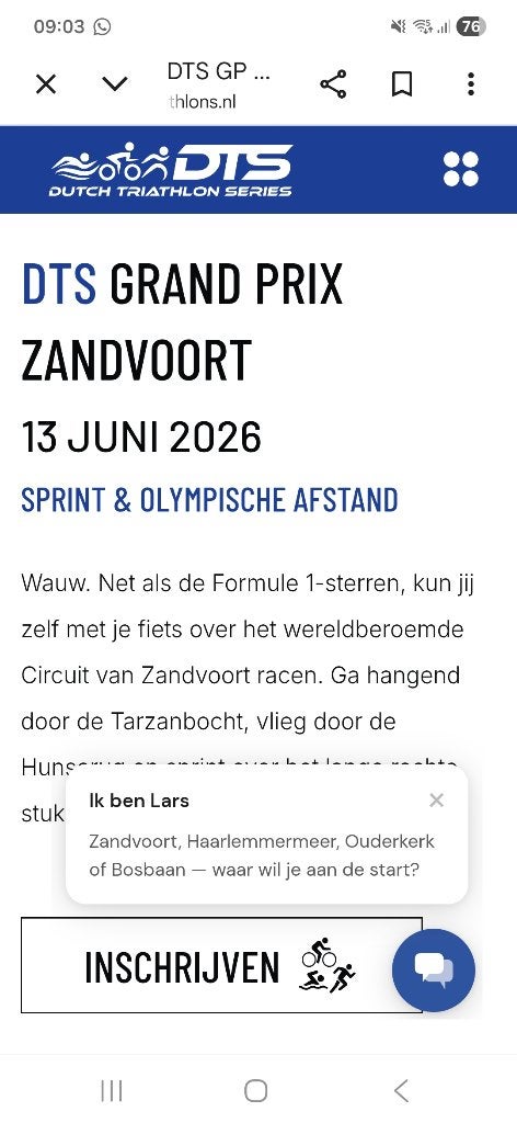 Startbewijs DTS 1/8 triathlon Zandvoort as. zat.13 Juni, Ophalen of Verzenden, Nieuw, Overige typen