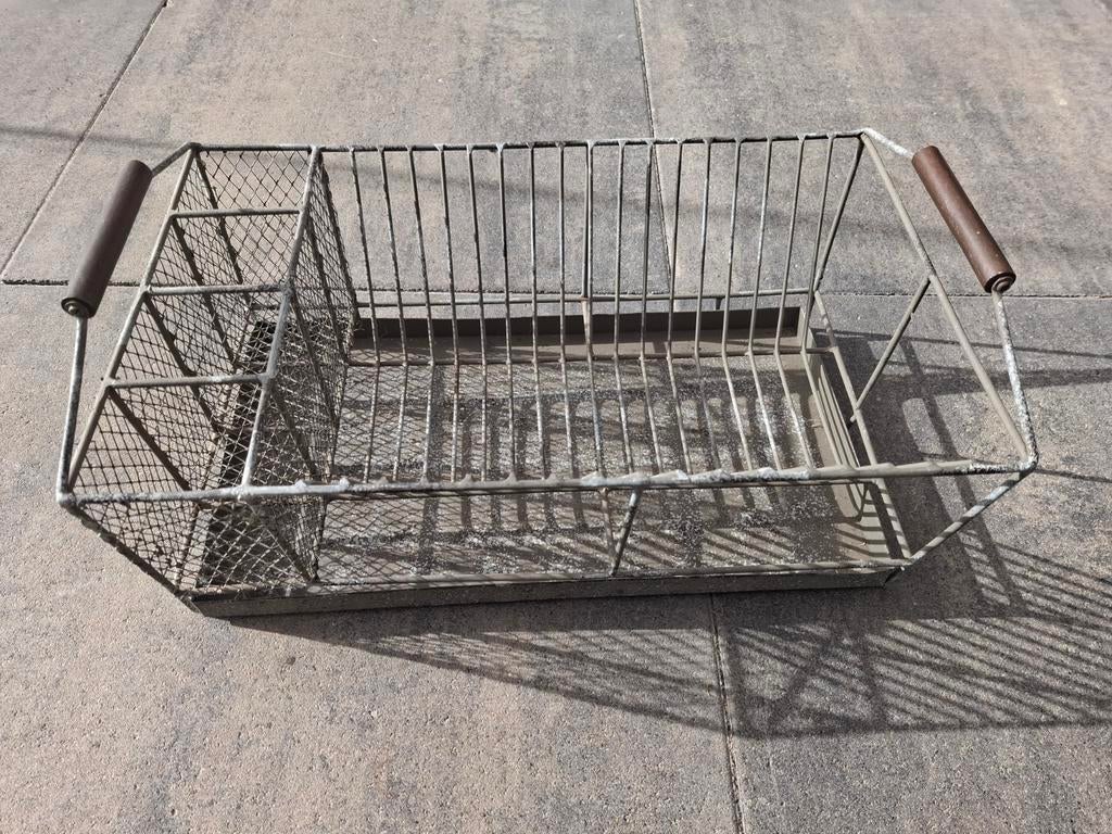 Vintage metalen afdruiprek met handvatten, Ophalen of Verzenden