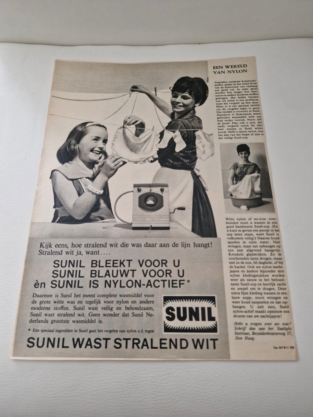 advertentie Sunil Was reclame
ca 32 x 24 cm, Verzamelen, Ophalen of Verzenden, 1940 tot 1960
