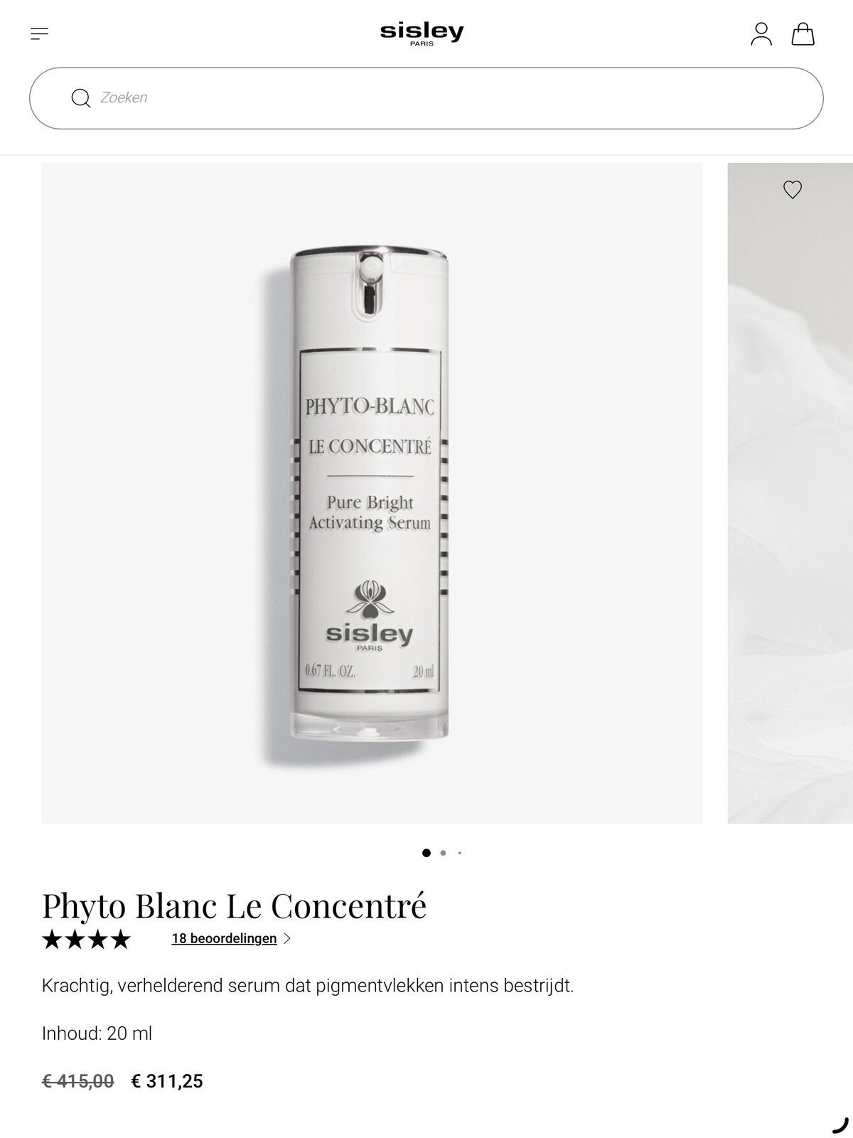 Sisley Phyto-Blanc Le Concentré Pure Bright Activating Serum, Sieraden, Tassen en Uiterlijk, Uiterlijk | Gezichtsverzorging, Ophalen of Verzenden