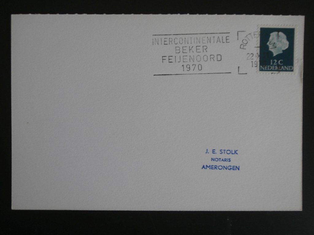 NL 1970; BRIEFKAART INTERCONTINALE BEKER FEIJENOORD, Verzenden, Briefkaart