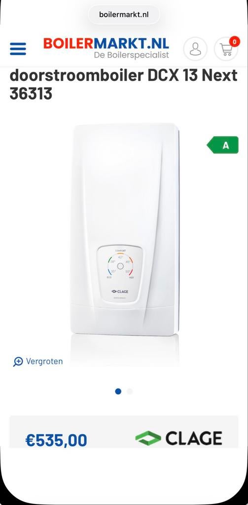 Elektronische doorstroomboiler Clage DCX 13 Next, Doe-het-zelf en Verbouw, Geisers en Boilers, Ophalen, Boiler, Minder dan 20 liter