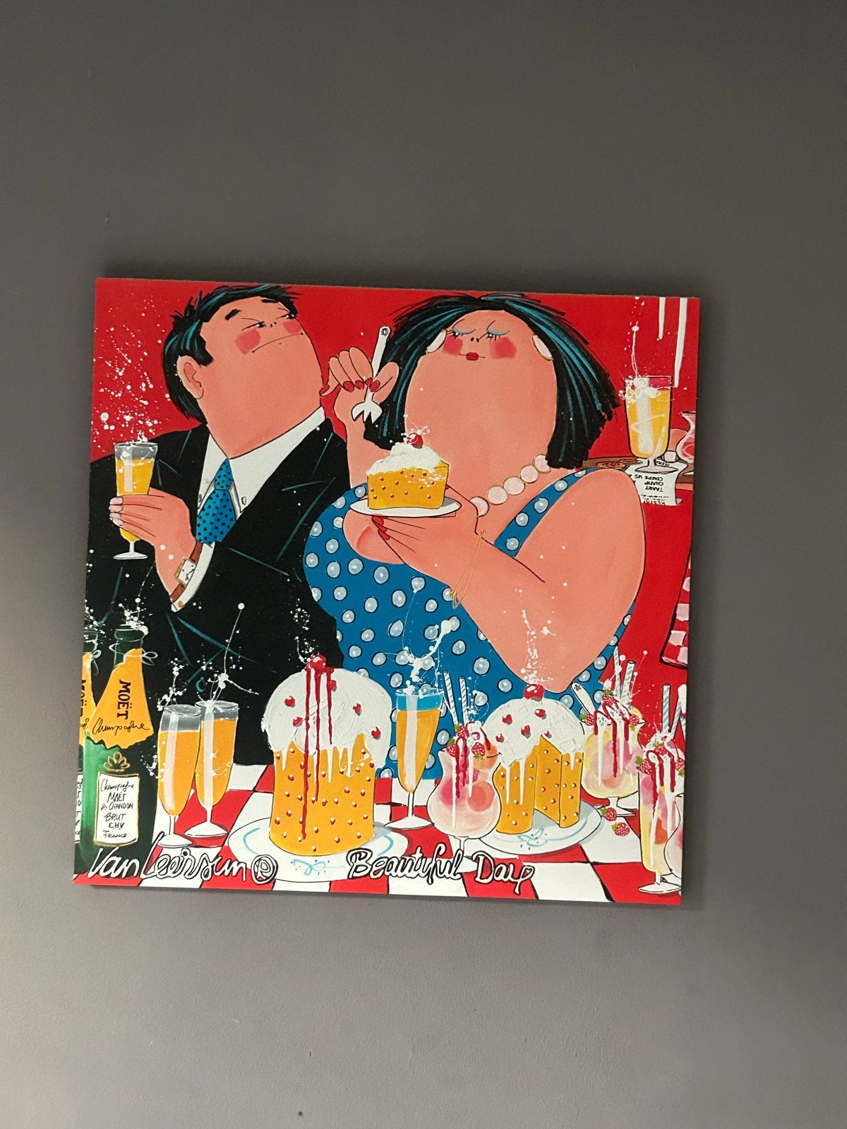 Schilderij 'Dikke Dames' - Van Leersim - Beautiful Day, Antiek en Kunst, Kunst | Schilderijen | Modern, Figuren, Ophalen of Verzenden