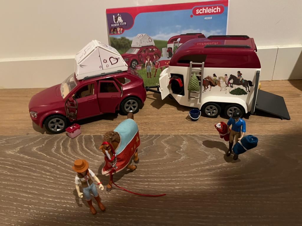 Schleich avontuur met auto en paardentrailer, Kinderen en Baby's, Speelgoed | Overig, Ophalen, Zo goed als nieuw, Jongen of Meisje